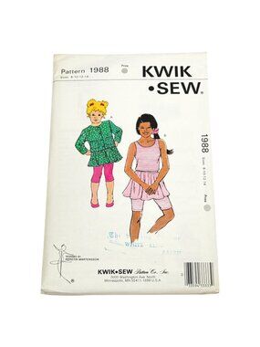 Kwik Sew 1988 Girls Top Sweater Skeggings 8 10 12‎ 14 New Sealed Uncut